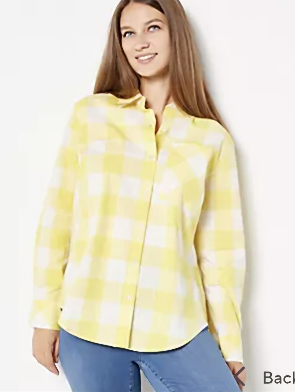 Studio Park Yellow & White Plaid Button-Down Poplin Leah Williams Shirt  1X EUC